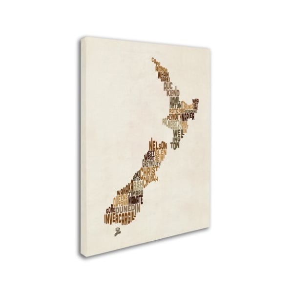 Michael Tompsett 'New Zealand Typography Map 2' Canvas Art,14x19